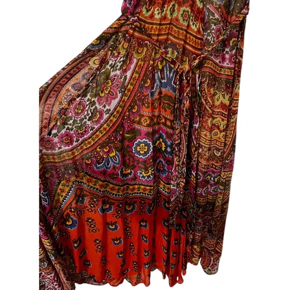 Anthropologie Akemi + Kin Red Orange Boho Maxi Dress Size 2Sleeveless Patterned - Picture 4 of 9